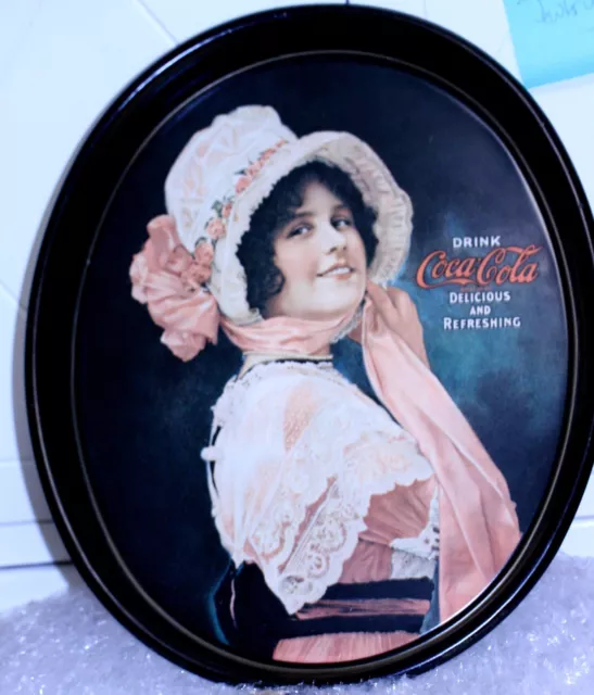 1972 reproduction 1914 "Betty Girl" Coca Cola oval edged serving tray vintage