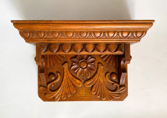 Antique Carved Oak Wood Shelf