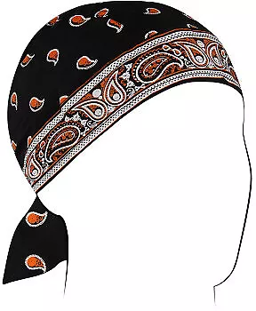 Zan Headgear Zan Flydanna Headwrap Orange/Black Z197 Classic Bandana Paisley