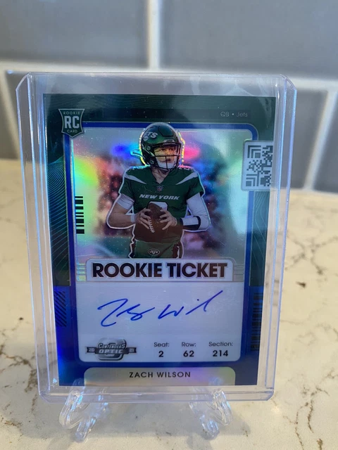 2021 Panini Contenders Optic Rookie Blue Ticket Auto Zach Wilson 08/50 #102 MS1