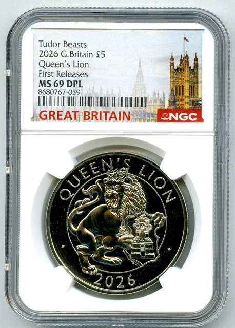 2026 GREAT BRITAIN 5Pd Ngc Ms69 Dpl Queens Lion Tudor Beasts Coin