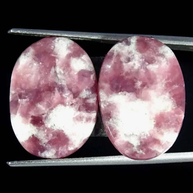 19.40Cts Natural Pair Lepidolite Loose Oval Cabochon Gemstones