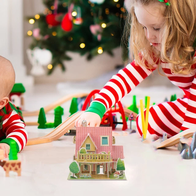 2 SETS HOUSE Display Model Miniature Dollhouse Kit 3D Puzzle Child £8.