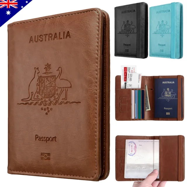 Travel Passport ID Card Wallet Holder Cover RFID Blocking Leather Purse Case AU