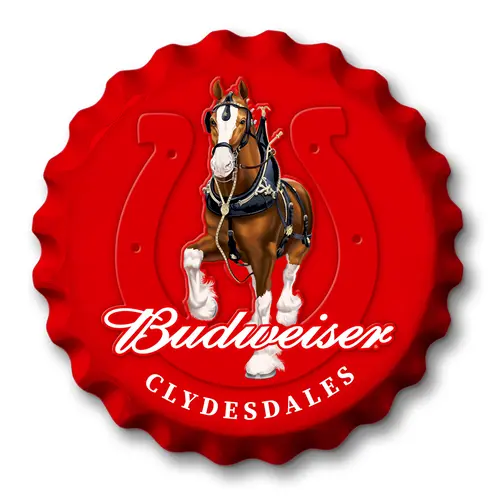 Budweiser Clydesdale Beer Bottle Cap Tin Metal Sign Man Cave Garage Bar Decor 18