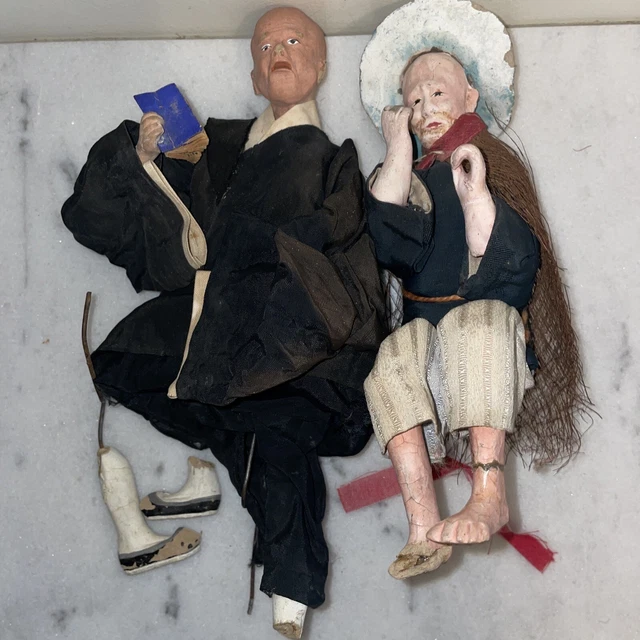 Vintage Japanese Chinese Asian Opera Old Man Fisherman/Priest Figurine Dolls