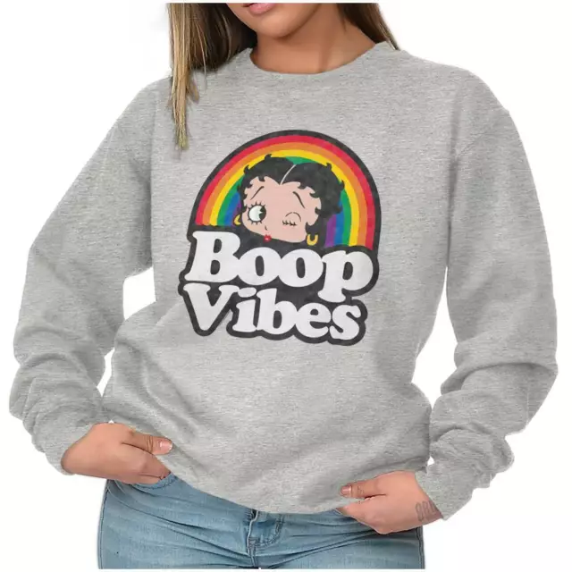 Vintage Betty Boop Licensed LGBT Pride Gift Womens Long Sleeve Crew Sweatshirt