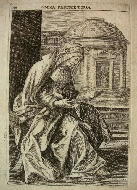 `Hl. Anna (Prophetin)´ Kopie Nach K. Van Mallery U. M. De Vos, Kupferstich ~1680