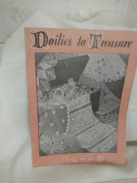 VTG 40s 50s DOILIES TO TREASURE 27 Crochet Pattern Lily Book 1600 Doily Filet