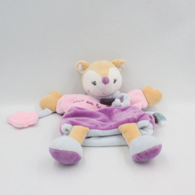 Doudou marionnette biche rose bleu il était une fois Baby Nat - 25205