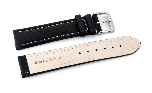 Bracelet De Montre En Cuir Noir 18mm - Boucle Ardillon, Finition Cousue, Extra Long, Unisexe