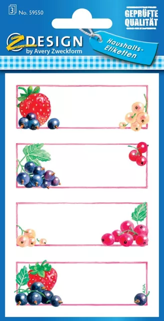 [Ref:59550-5] Z-DESIGN Lot de 5 étuis de 12 étiquettes Confiture "fraise &