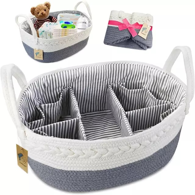 Large Baby Diaper Caddy Organizer Nappy Nursery Storage Bin Baby Basket 8 Pocket