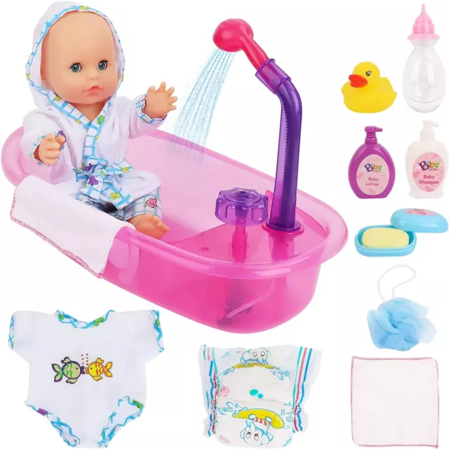 Set Da Bagno 13" La Mia Prima Bambola Bebè Con Funzioni D'Acqua Reale Set Includ