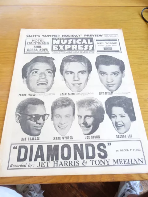 NME New Musical Express Dec 28th 1962 The Jordanaires Del Shannon Cliff Richard