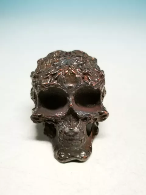 Excellent Antique Chinese Refined Copper *Ancient Skull* Statue F10