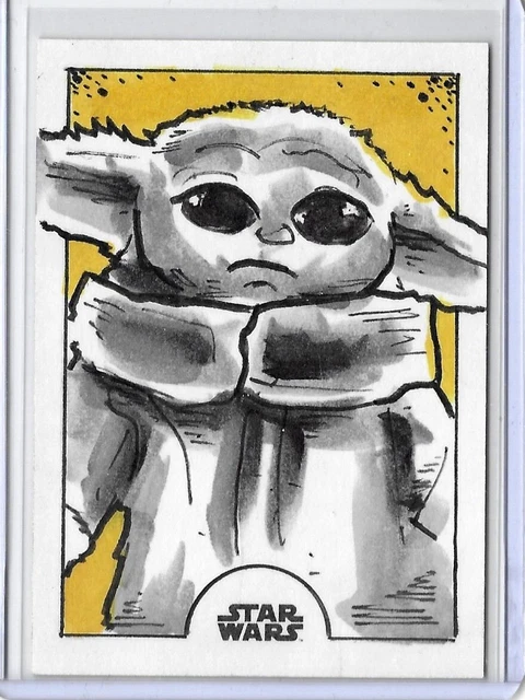 2020 Topps Mandalorian Season 1 Grogu Sketch by Gavin Williams