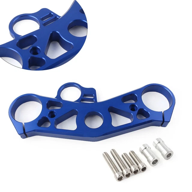 Morsetto superiore superiore anteriore blu estremità triplo albero adatta YAMAHA YZF R6 2008 2009 2010-2016