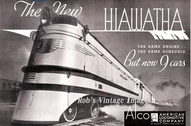 1932 Milwaukee Road Hiawatha ALCO Atlantic Steam Poster CMSP Railroad Print Ad