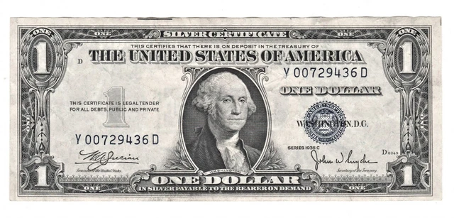 CRISP 1935C Note $1 Silver Certificate One Dollar Bill Blue Seal