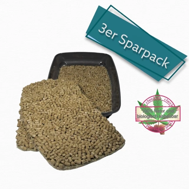 3er Pack Hanf-Matte mit Strohpellets für Schalen-Toiletten Käfig, Gehege, Streu