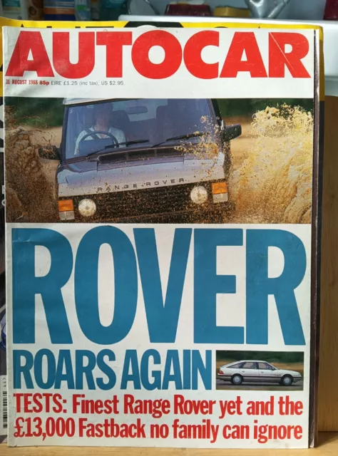 Autocar magazine 31 August 1988 featuring Range Rover road test, Mercedes, Audi