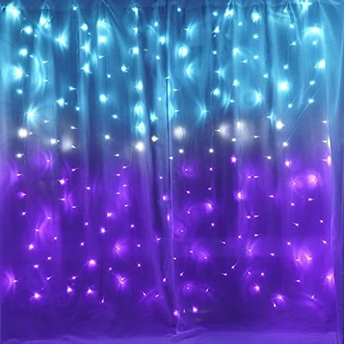 Curtain Lights For Bedroom Waterfall Led String Lights Teal Turquoise Blue La...