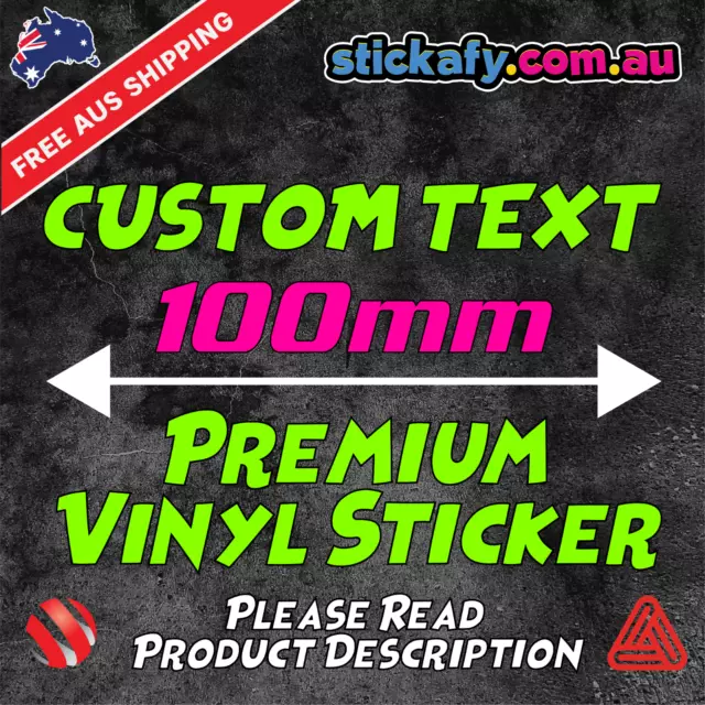 100mm CUSTOM STICKER - Vinyl Text Lettering Decal Name Shop Car Window Van Fun