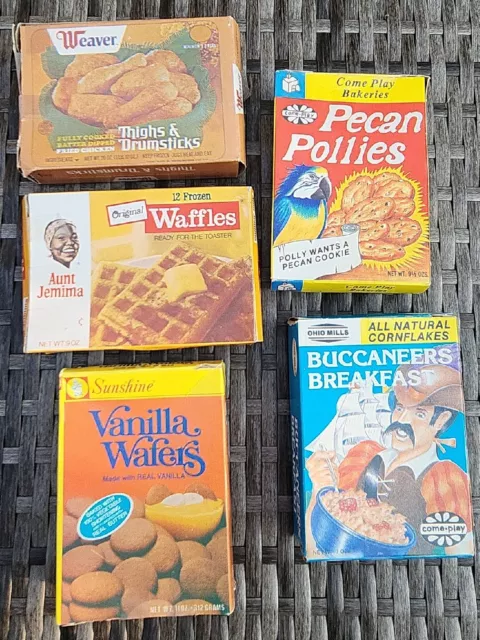 6 Piece Kids Pretend Play Pantry Groceries Food Boxes Vintage Rare pieces!