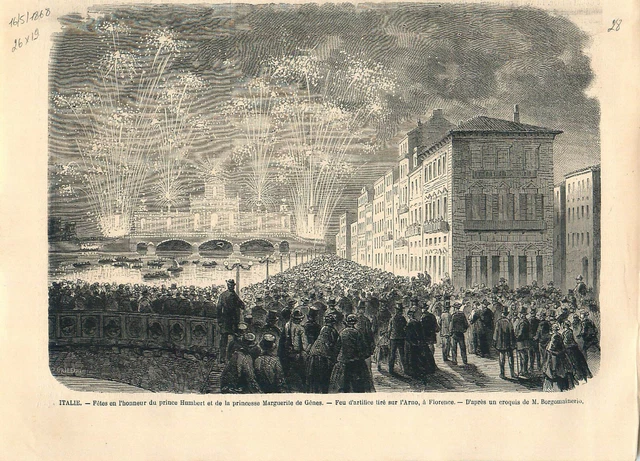 Italie Fêtes en l'honneur prince Humbert princesse Marguerite ILLUSTRATION 1868