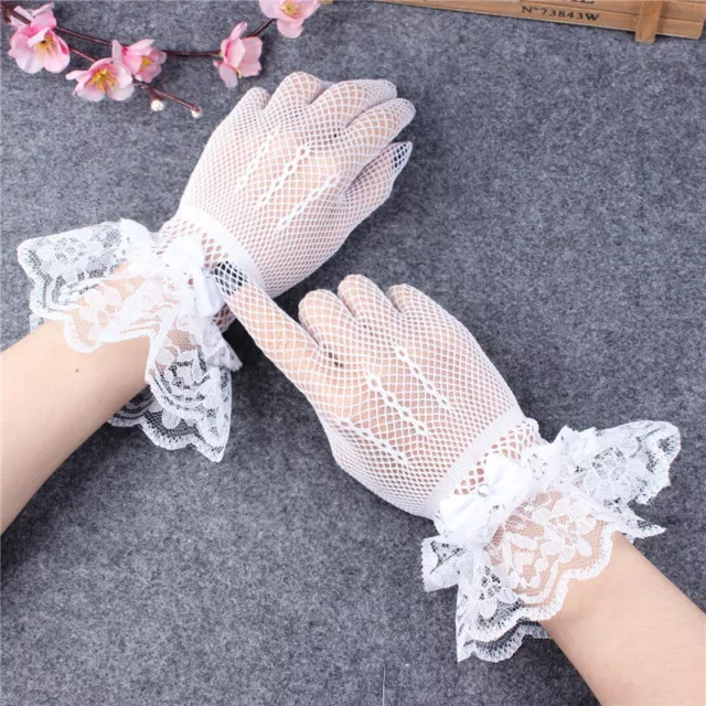 Gants En Dentelle Lolita Pour Femmes Filet De Poisson Nœud Papillon Fête Bal R