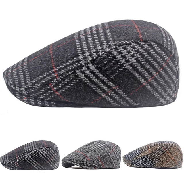 Modern Men's Tweed Flat Cap Herringbone Newsboy Hat Ivy Hat Adjustable