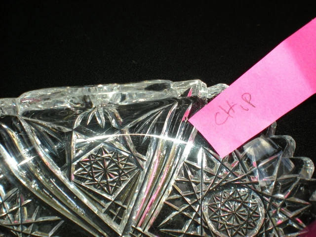 ABP Fine Cut Glass Small Pinched Bowl Hobstars American Brilliant Period 6