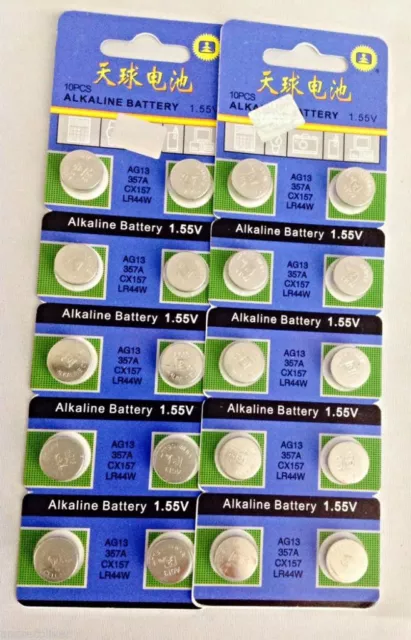 20 x AG13 LR44 SR44 357 357A alkaline battery batteries 1.5v button cell new