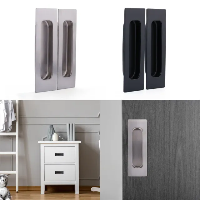 2 Pack Sliding Door Cabinet Drawer Handle 4-3/4" Rectangular Recessed Flush Pull