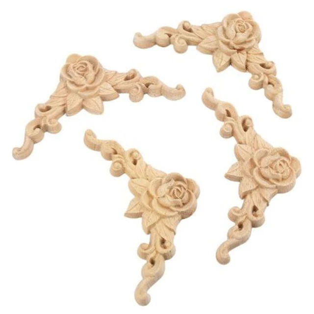 Exquisitos apliques tallados en madera para decoración de gabinete de puertas y espejos