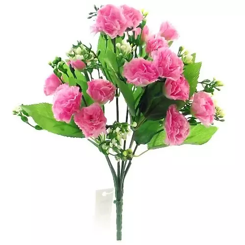 ARTIFICIAL SILK FLOWERS MINI CARNATION BUNCH 6 COLOURS Indoor / Outdoor