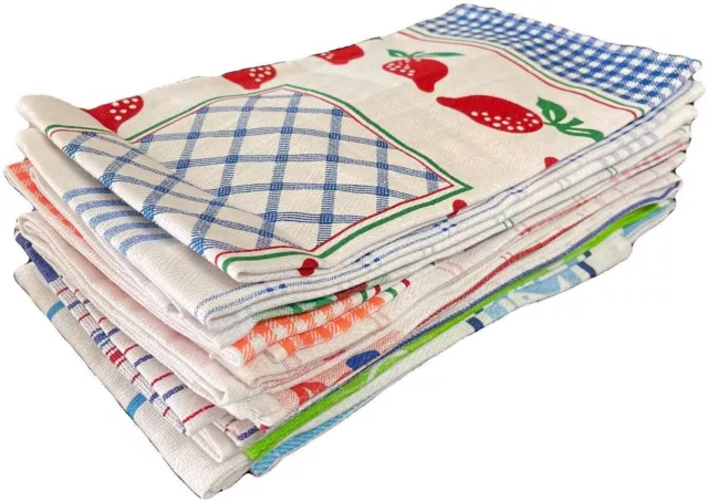 LOT DE 12 TORCHONS DE CUISINE GEANTS 50X70- très résistants - Super absorbants -