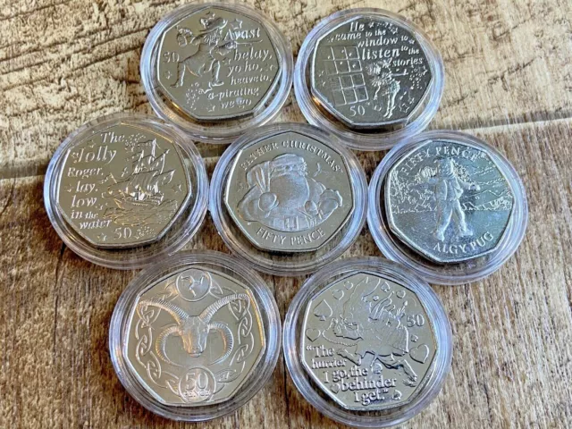 Various 50p Coins Uncirculated Beatrix Potter Peter Pan Alice IOM Royal Mint UK