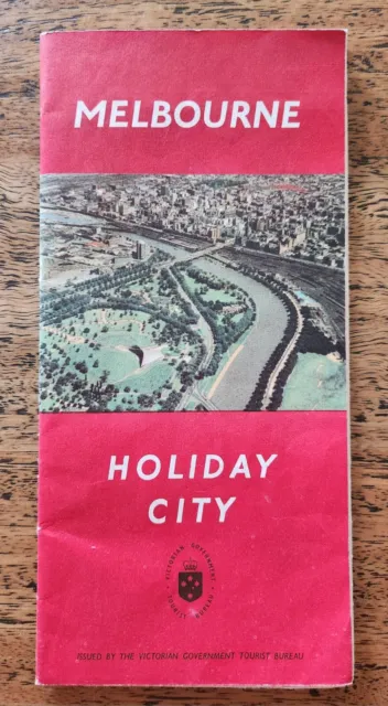 1961 Victorian Government Tourist Map Melbourne Holiday City Map, Vintage Item