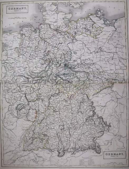 Large Authentic 1847 Black's Atlas Map ~ GERMANY ~ FreeS&H   Inv#216