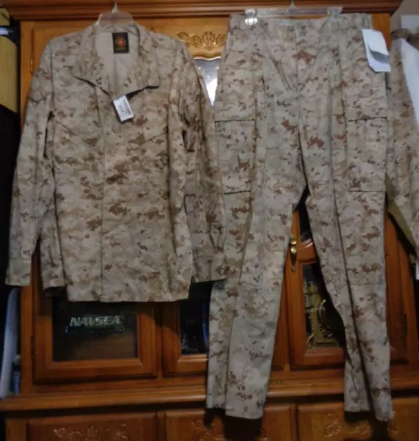 USMC MARPAT DESERT TAN Combat SHIRT PANT SET MCCUU  LARGE REGULAR  NWT