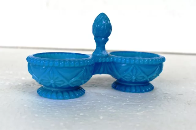 Antik Königsblau Gepresstes Glas Salz Pfeffer Krügchen Esszimmer Ware Spice Bowl 2