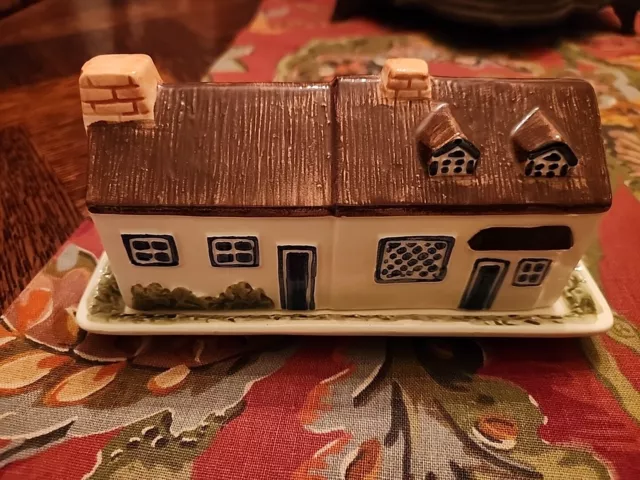 Vintage The Haldon Group Village Cottage Ware Ceramic Butter Dish Japan