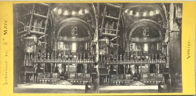 Wohl Markusplatz Innen Venedig Italien Foto PL36 Stereo Vintage Albumin