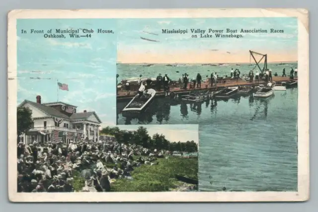 Mississippi River Valley Power Boat Races~Lake Winnebago OSHKOSH Antique 1937