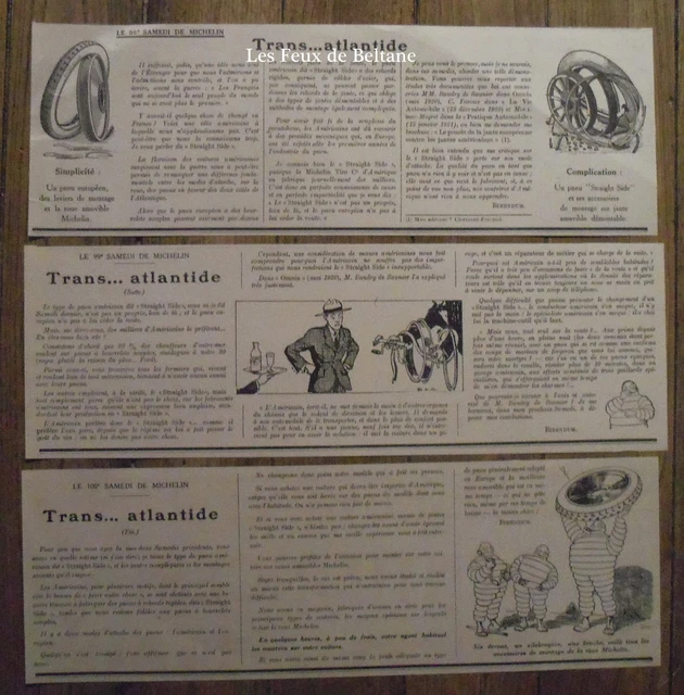 Lot publicité MICHELIN , BIBENDUM ,trans Atlantide    1921, advert