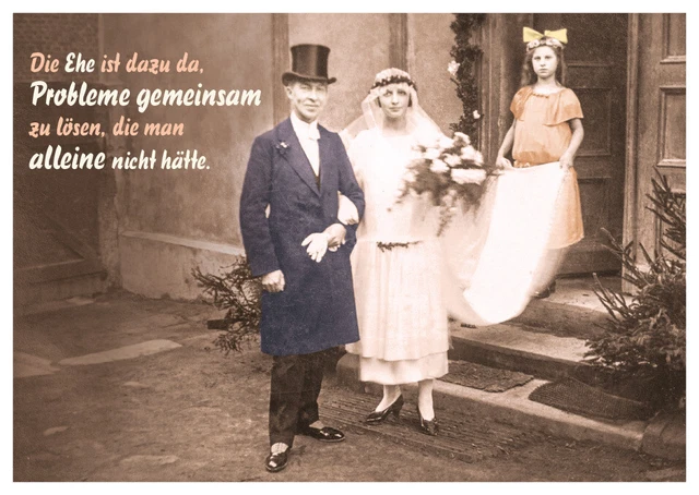 Postkarte lustig Spruch Die Ehe ist dazu da, Probleme gemeinsam zu lösen