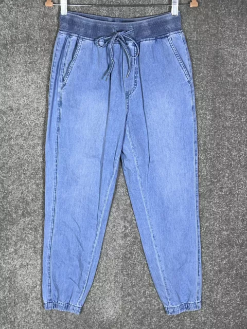 Masseys Elastic Waist Pull On Jogger Jeans Womens Size Small Blue Denim Pockets