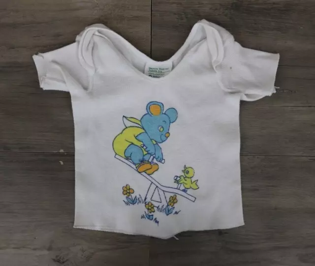 Toddle Time JC Penny Vintage Baby Graphic Top Shirt Size Small 0-18lbs White